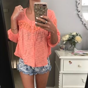 Free People Orange Blouse